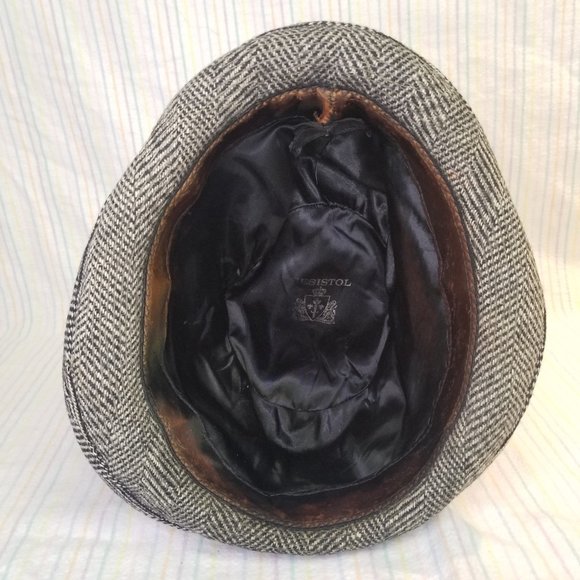 1950s 1960s Resistol Snap-Back Tweed Fedora Hat Black White Feathers Vtg Trilby - Picture 6 of 10
